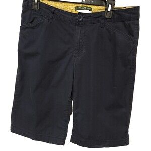 Eddie Bauer Shorts Womens Size 8 Blue Bermuda Mid Rise Mercer Fit  100% Cotton